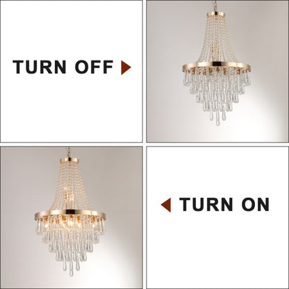 Golden Crystal Chandelier, Large Modern Luxury Chandelier For Living Room, Dining Room, Bedroom, Hallway - Bulb Not Included Unavailable Platforms- Temu