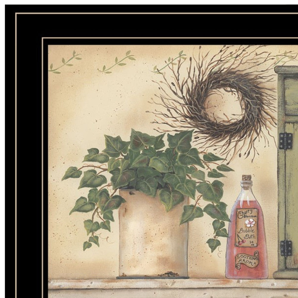 Set Of Four Garden Bath Black Framed Bathroom Wall Art And Mirror With