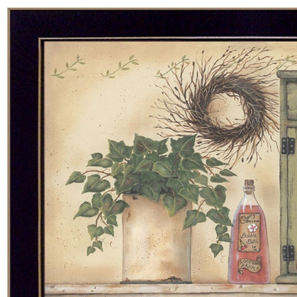 Set Of Four Garden Bath Black Framed Bathroom Wall Art And Mirror With