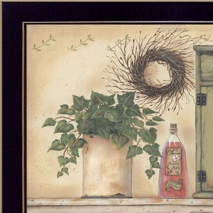 Set Of Four Garden Bath Black Framed Bathroom Wall Art And Mirror With