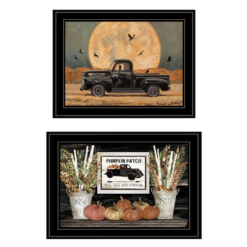 Set Of Two Harvest Moon 2 Black Framed Print Kitchen Wall Art