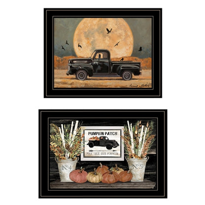Set Of Two Harvest Moon 2 Black Framed Print Kitchen Wall Art