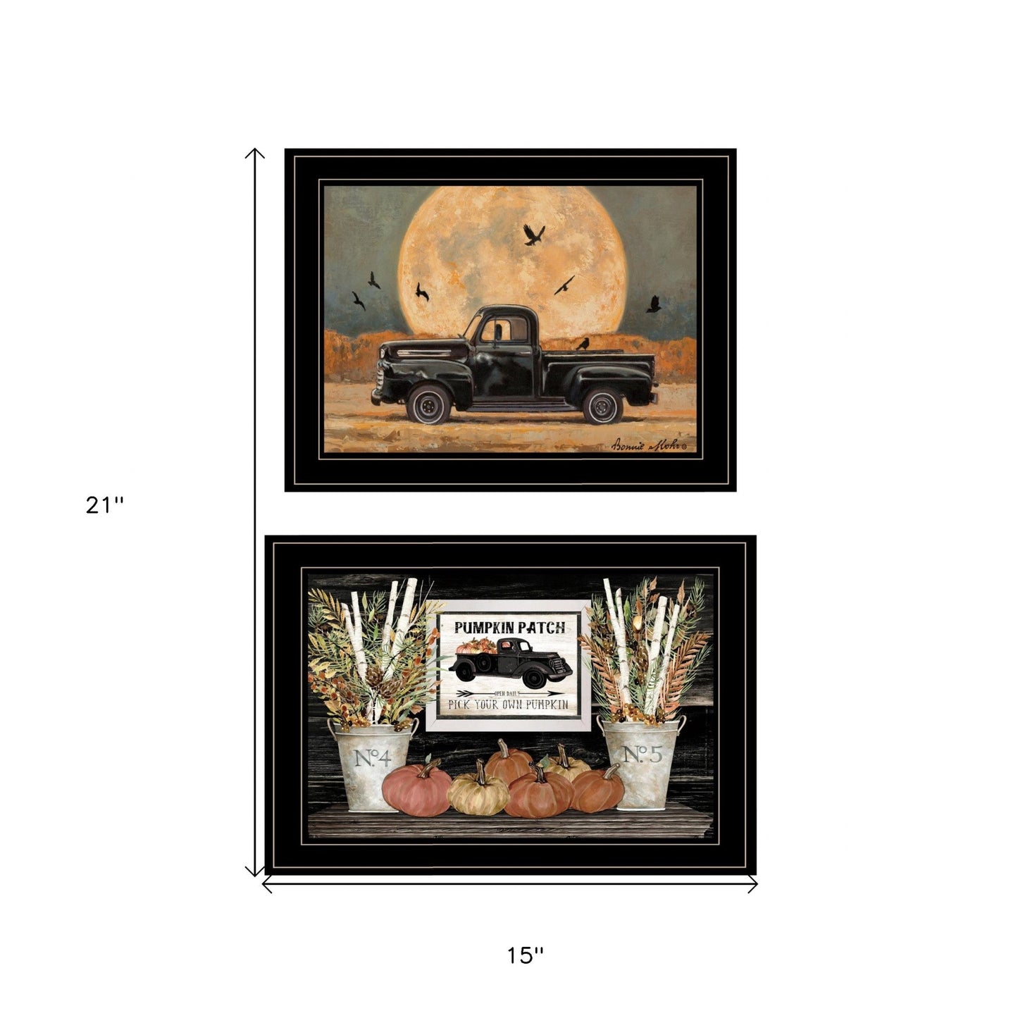 Set Of Two Harvest Moon 2 Black Framed Print Kitchen Wall Art