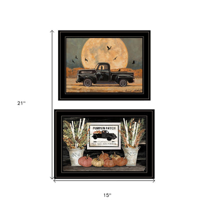 Set Of Two Harvest Moon 2 Black Framed Print Kitchen Wall Art