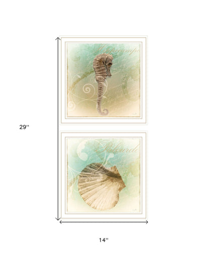 Set Of Two The Sea III and Sea IV 2 White Framed Print Wall Art
