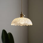 Japanese Glass Pendant Ceiling Light with Copper Accents