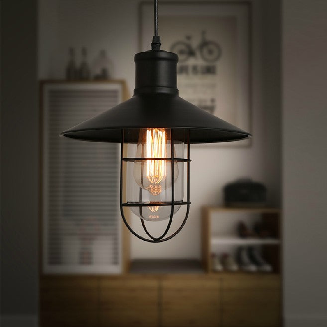 Iron Bird Cage Pendant Light - Industrial Black