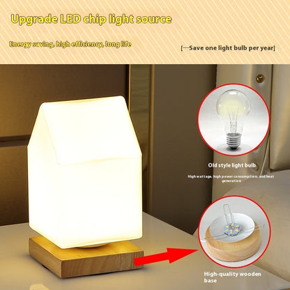 Nordic Solid Wood Decoration USB Table Lamp Bedroom
