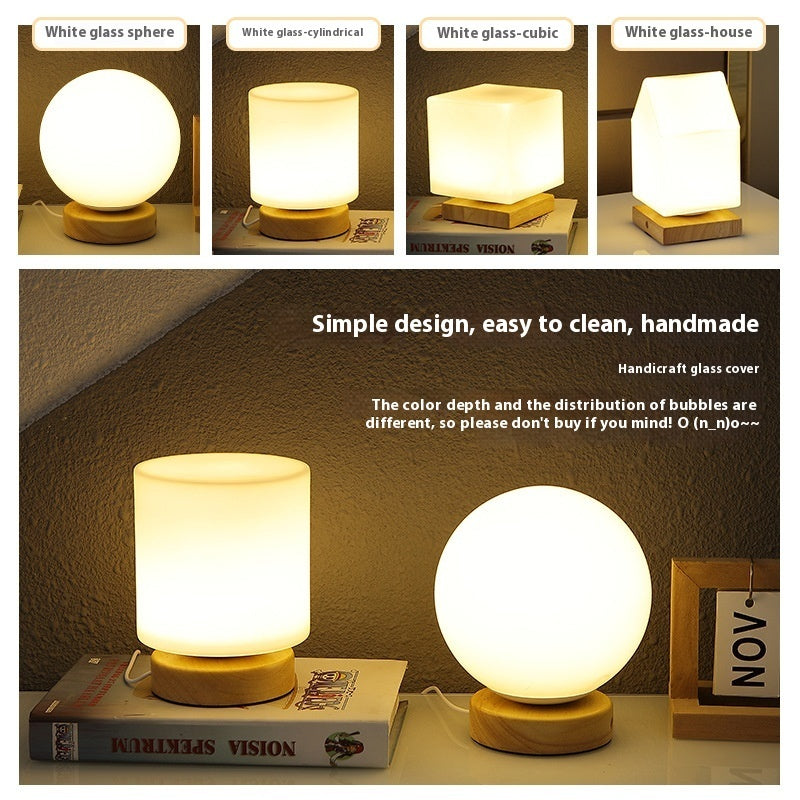 Nordic Solid Wood Decoration USB Table Lamp Bedroom