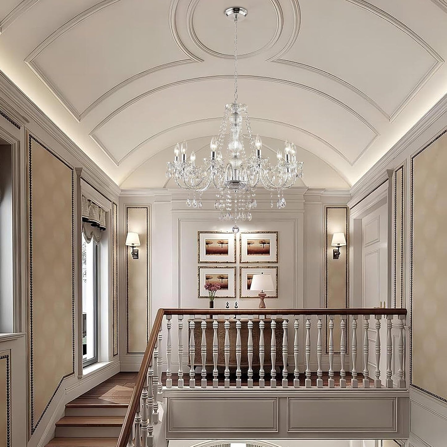 Crystal Chandeliers Clear Chandelier 25 * 27.5In 10-Light Modern