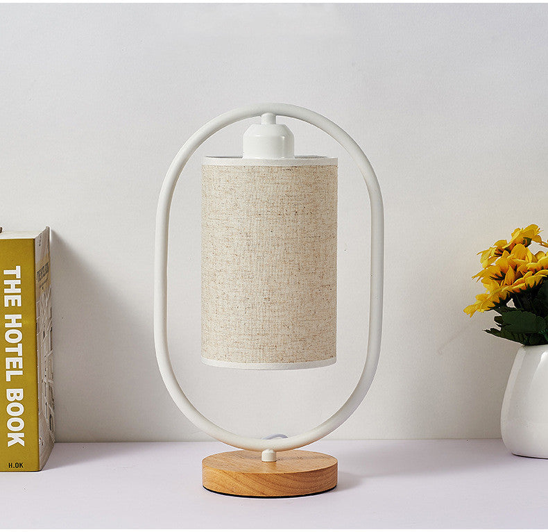 Solid wood new Chinese retro fabric night light