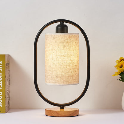 Solid wood new Chinese retro fabric night light