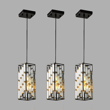 Modern Crystal Pendant Light - 3 Pack, Adjustable Hanging Ceiling Lamp
