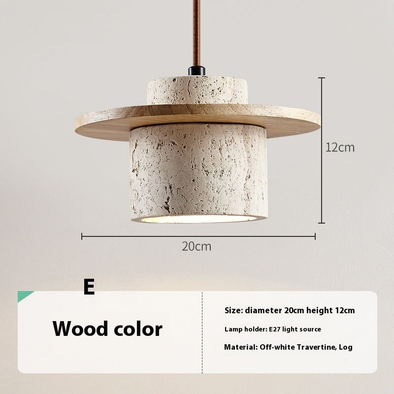Retro Stone Pendant Light - Warm Wood Finish