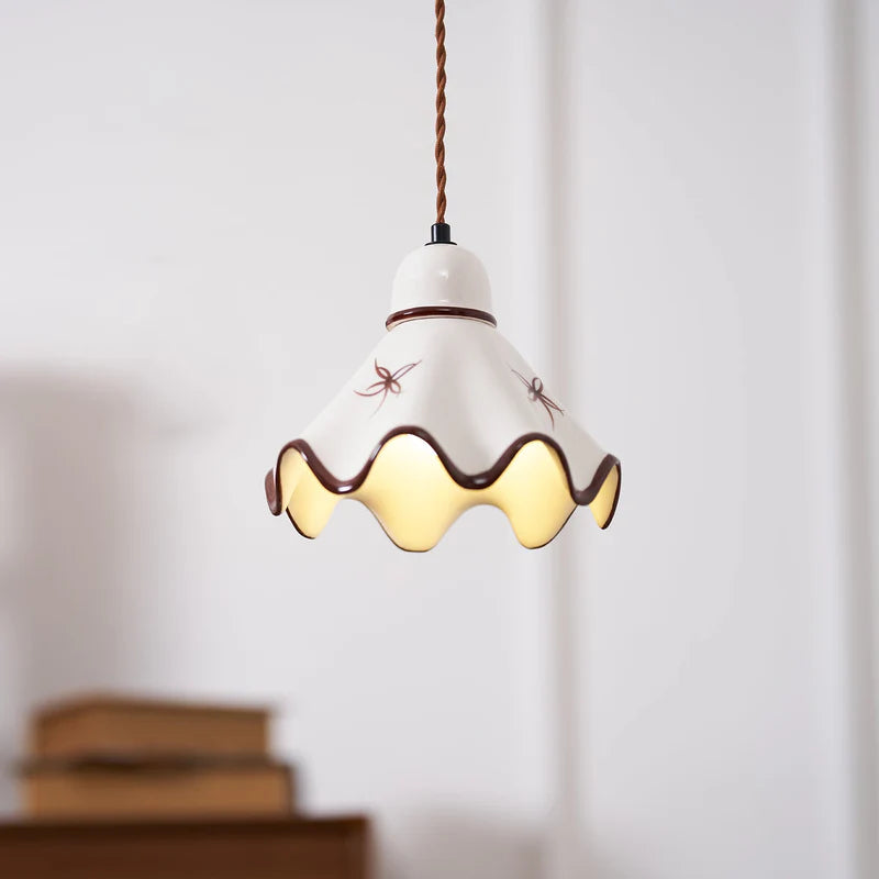 Nordic Brass Ceramic Pendant Bedside Light
