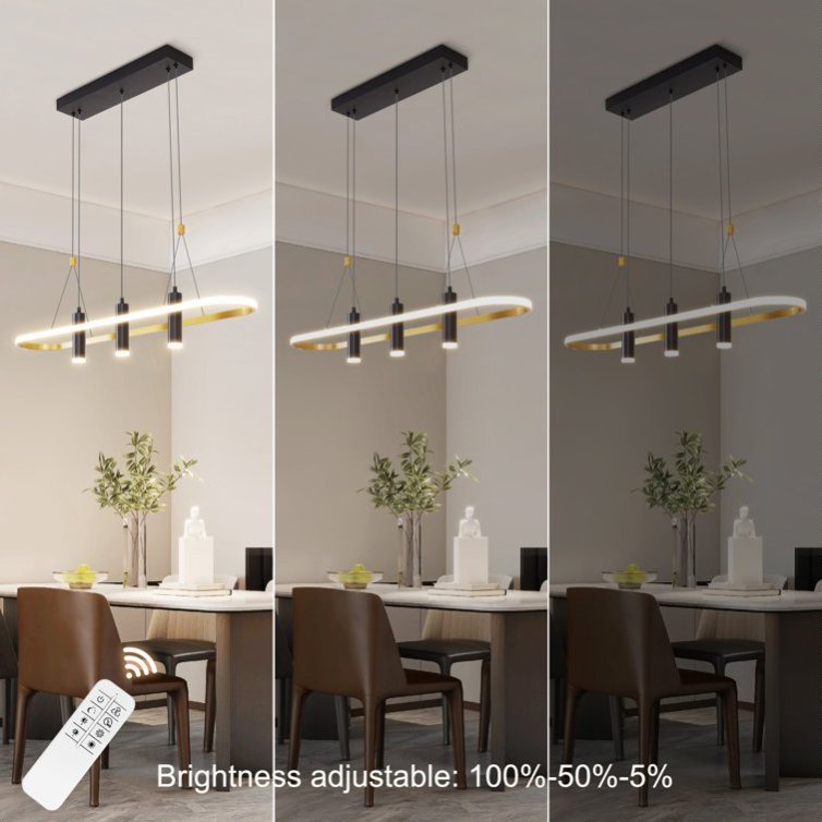 Javeriah 4 - Light Black Gold Dimmable LED Pendant Light No Bulb