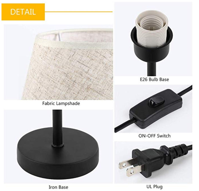 Bedroom Decoration With Iron Fabric Cover And Bedside Lamp