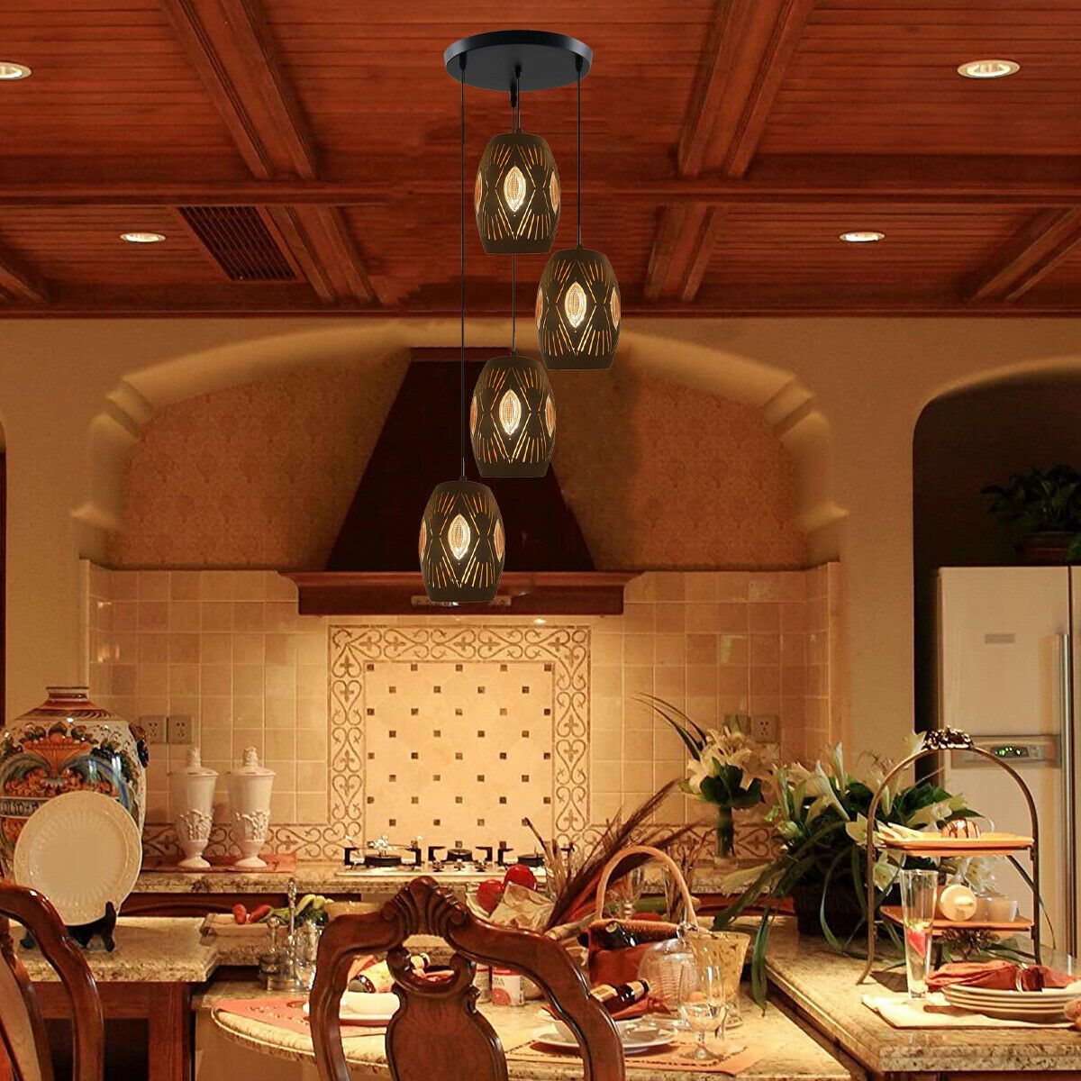 4 Way Multi Tier Ceiling Light Pendant Eyeball Design Shades Modern