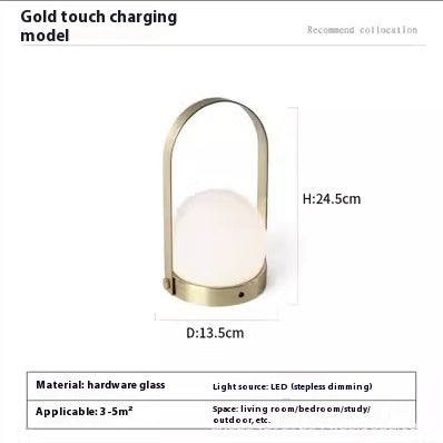 Mid-ancient Danish Portable Table Lamp Bedside Minimalist Portable Charging Touch Atmosphere Camping Night Light