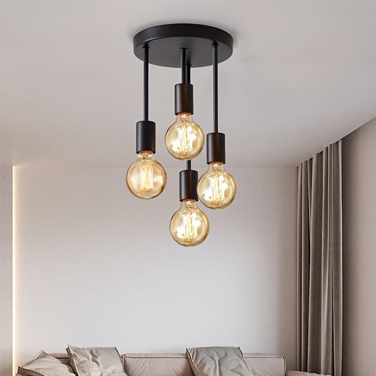 Modern Black 4Lamp Satellite Ceiling Pendant Light