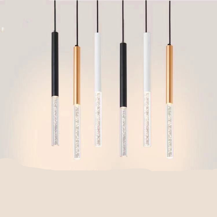 Cylindrical Long Tube Chandelier With Bubble LED