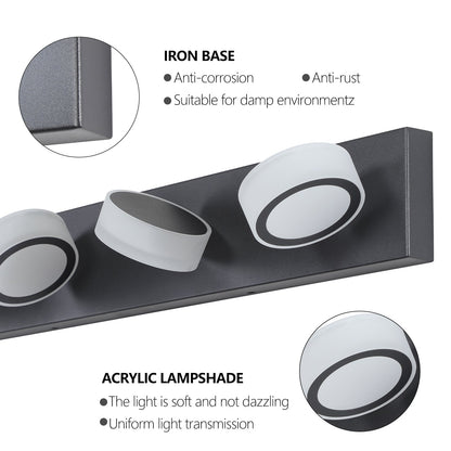 LED Modern Black 4-Light Vanity Lights Fixtures Over Mirror Bath Wall