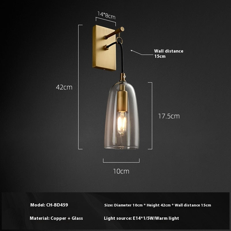 Elegant Copper & Glass Wall Sconce