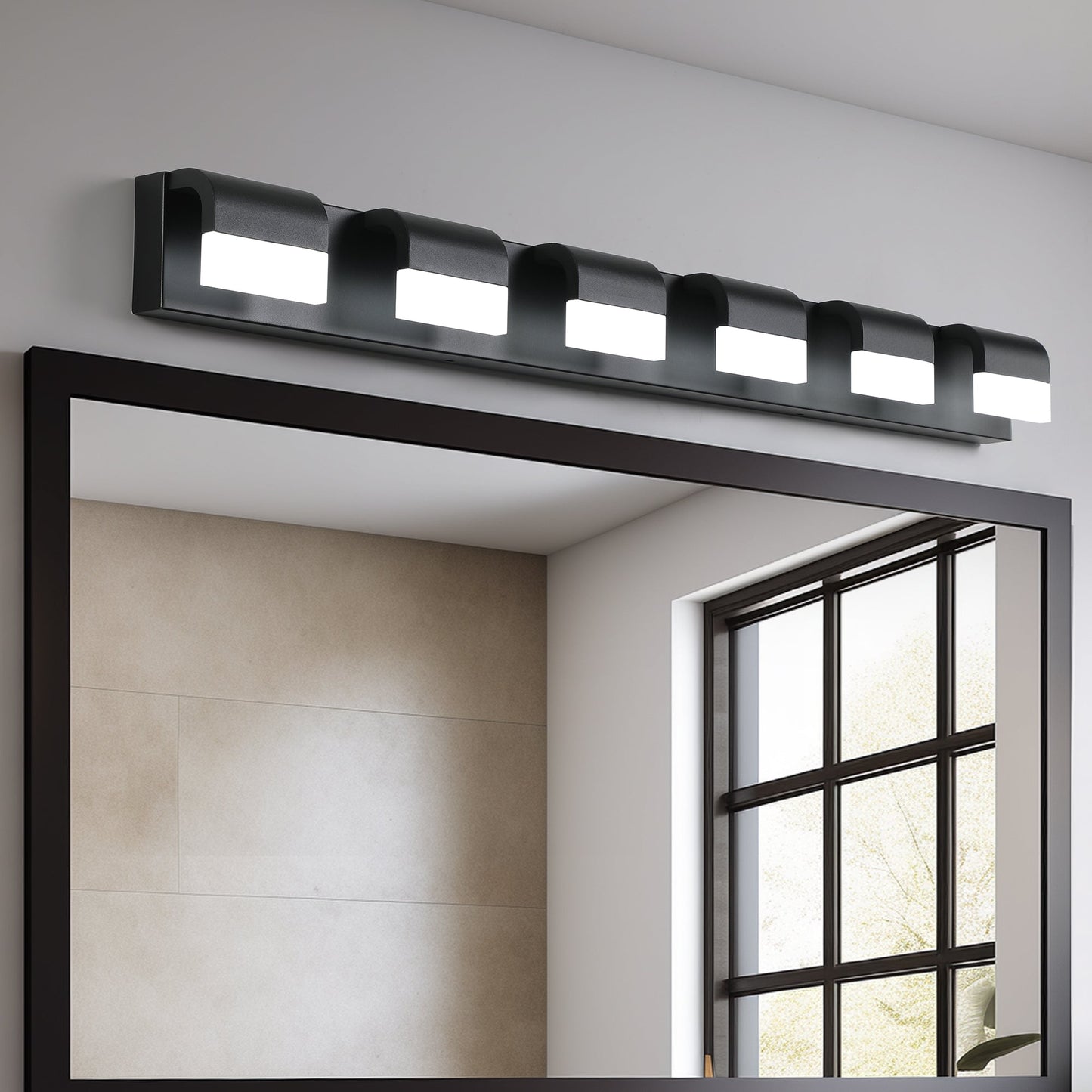 Modern Bathroom Vanity Lighting 6-Light LED Vanity Lights Over Mirror