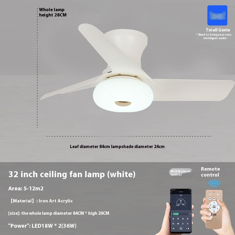 Bedroom Mini Ultra-thin Ceiling Full Spectrum Xiaoai Smart Ceiling Fan Lights
