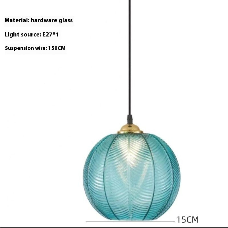 Creative Bedroom Light Leaf Pattern Glass Chandelier