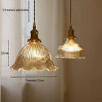 Lámpara Colgante Japonesa Retro de Latón y Cristal