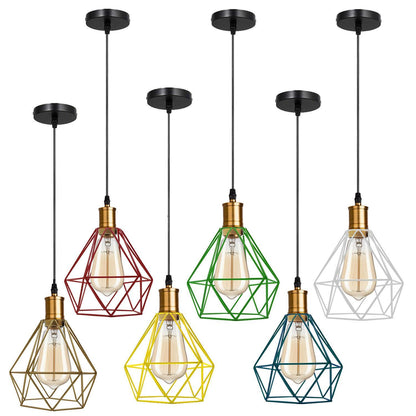 Modern Diamond Cage Pendant Light Fitting Geometric Wire Cage ~1266
