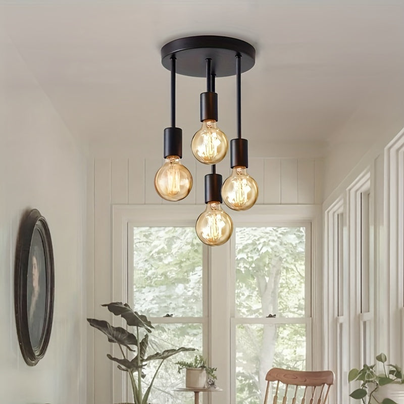 Modern Black 4Lamp Satellite Ceiling Pendant Light
