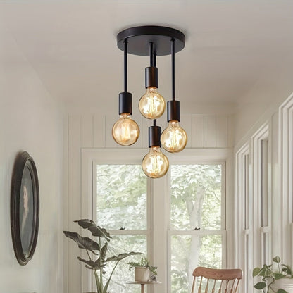 Modern Black 4Lamp Satellite Ceiling Pendant Light