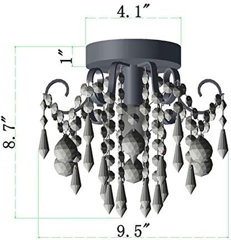 Mini Crystal Chandelier Flush Mount Gold Light