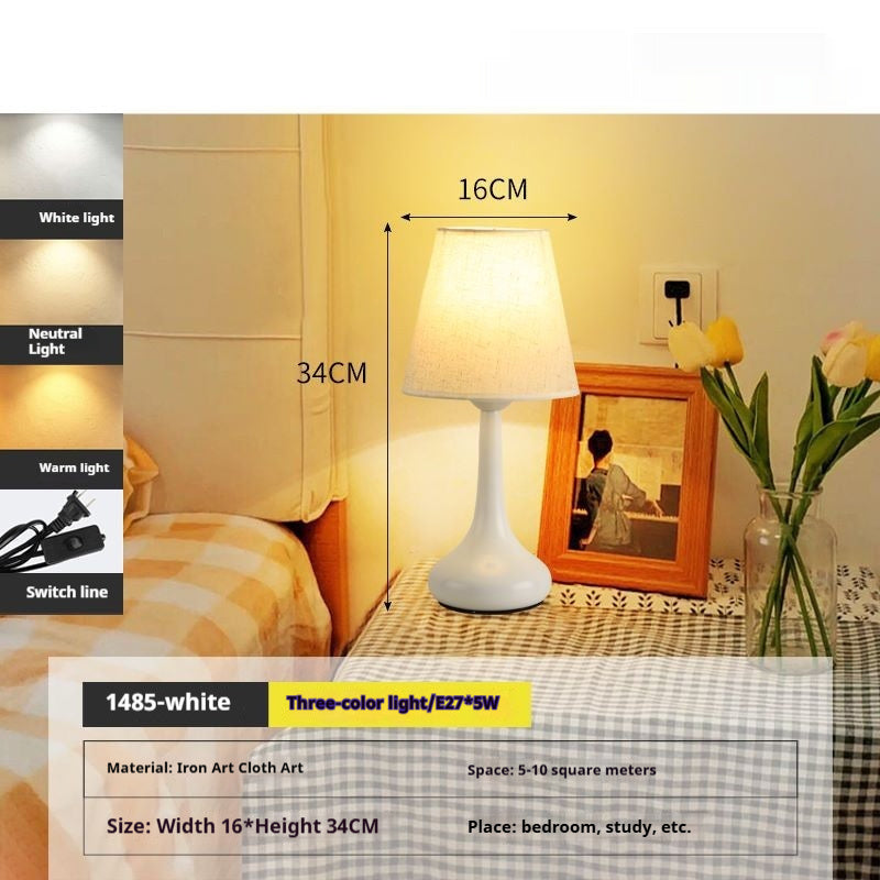 Fabric Table Lamp Bedroom Bedside Lamp High-grade Warm Atmosphere