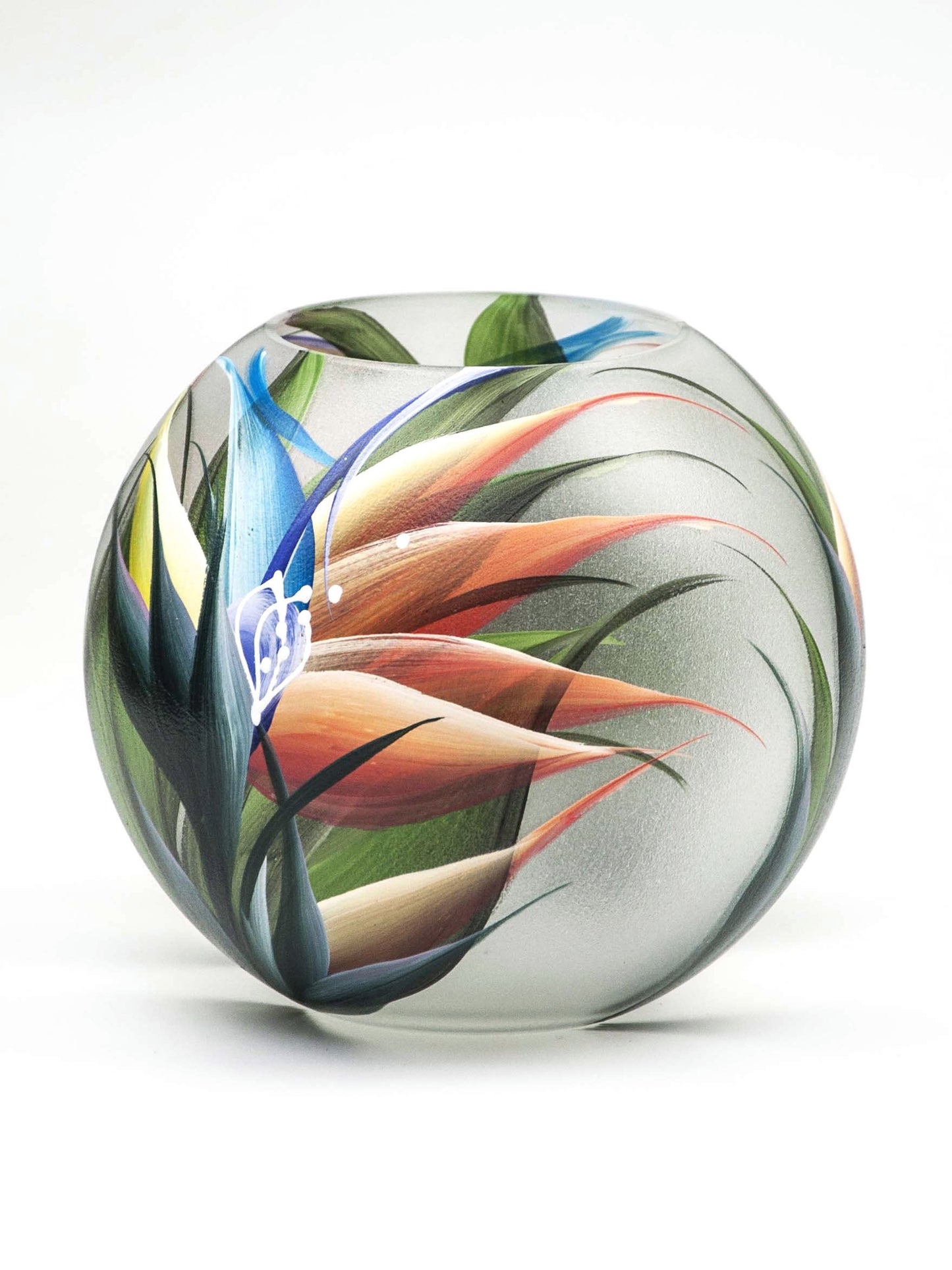 Handpainted Glass Vase for Flowers | Painted Art Glass Vase | Interior