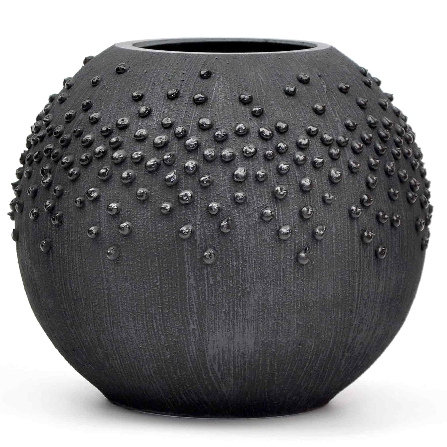 Black Glass Vase for Flowers | Painted Art Glass Round Bubble Vase |