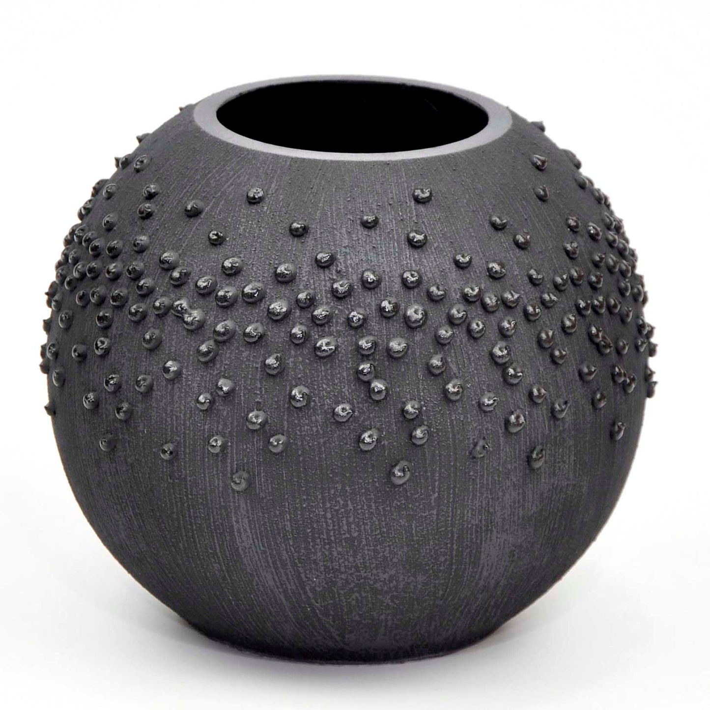 Black Glass Vase for Flowers | Painted Art Glass Round Bubble Vase |