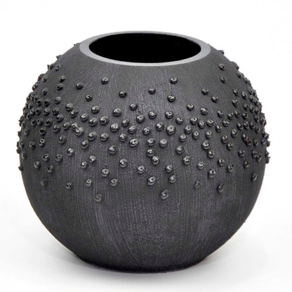 Black Glass Vase for Flowers | Painted Art Glass Round Bubble Vase |