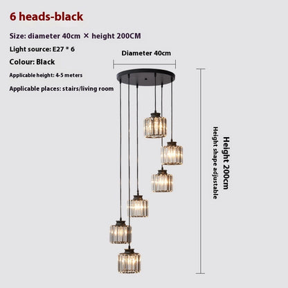 Duplex Staircase Long Chandelier Lamps Modern Minimalist And Magnificent Crystal