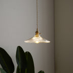 Japanese Glass Pendant Ceiling Light with Copper Accents
