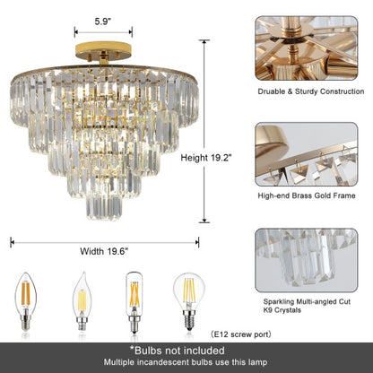 Golden Crystal Chandelier, 5-layer Round Modern Luxury Chandelier