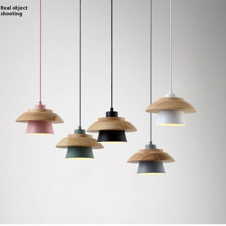 Alloy Japanese Wooden Modern Minimalist Restaurant Small Pendant Lamp