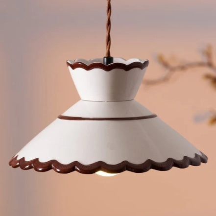 Brass & Ceramic Pendant Light for Bedside