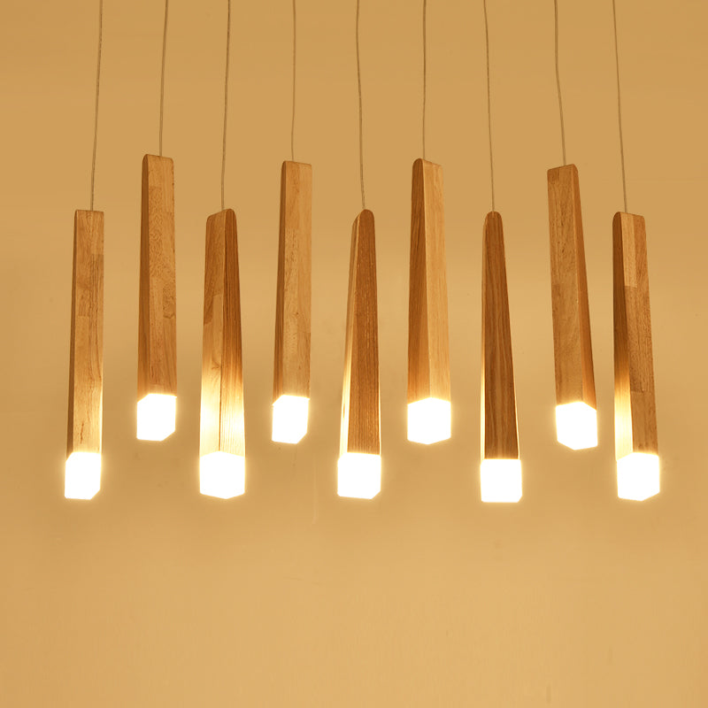 Nordic Wood Strip Pendant Light Postmodern