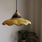 French Vintage Glass Pendant Light Mid Century