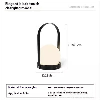 Mid-ancient Danish Portable Table Lamp Bedside Minimalist Portable Charging Touch Atmosphere Camping Night Light