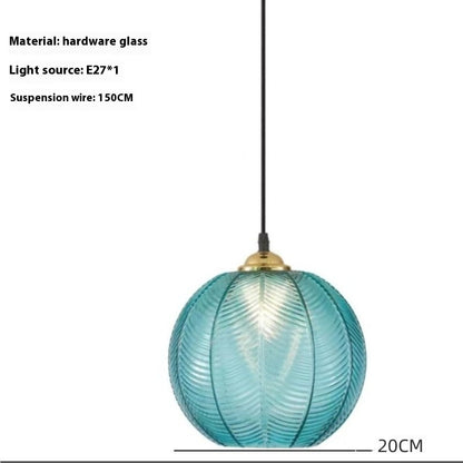 Creative Bedroom Light Leaf Pattern Glass Chandelier