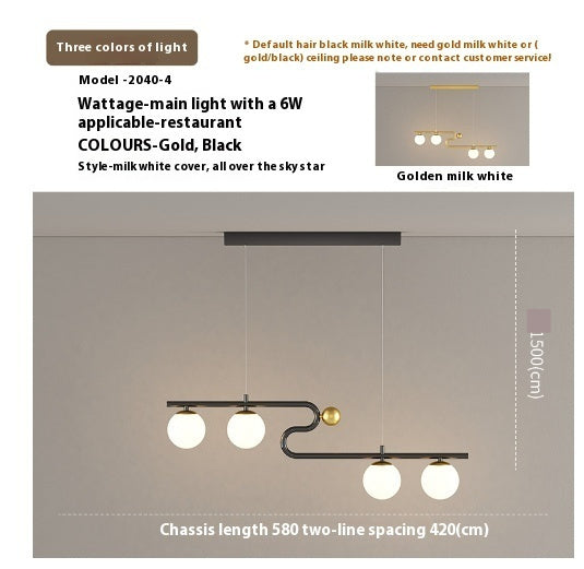 Simple Modern Creative Rectangle Dining Table Starry Chandelier